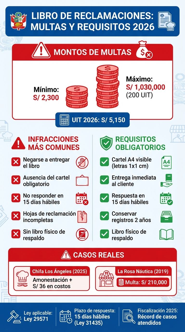 Multas por Libro de Reclamaciones en Perú: Montos y Requisitos 2026